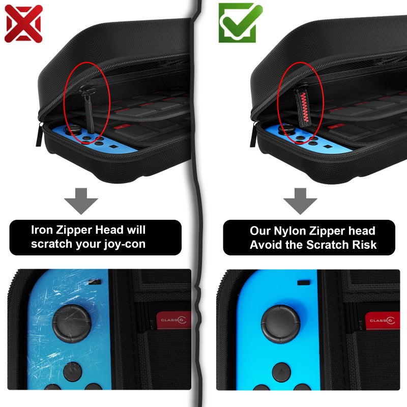 daydayup Switch Carrying Case Compatible with Nintendo Switch/Switch OLED, with 20 Games Cartridges Protective Hard Shell Travel Carrying Case Pouch for Console & Accessories, Black - Image 5